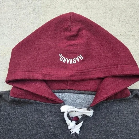 Red and Gray Collegiate Sweatshirt with Hood - Picture 3 of 5